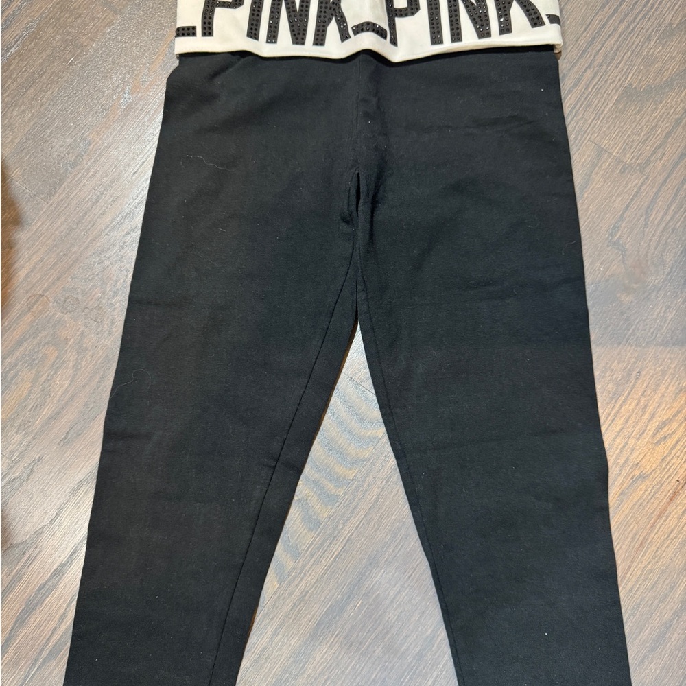 Victoria's‎ Secret Foldover Black and White Bling Leggings XS